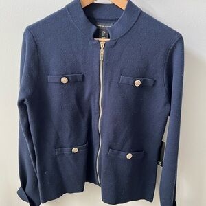Navy Blue Women's sweater zip Jacket NWT size L